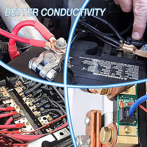 Heavy Duty Battery Terminal Crimp Connector Kit With 70 Copper Wire Lugs And 80 Heat Shrink Tubing For 2 4 6 8 10 AWG 3 To 1 Ratio, used in various electrical connections.