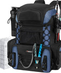 Fishing Tackle Backpack With Rod Holders And Four Tackle Boxes, Outdoor Gear Bag With Water-Resistant 600D Nylon And DWR Rain Cover, Black