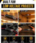 200 Pieces Quick Connect Wire Terminals for Wiring Job Double Push in Plugs used in LED strips and cabinet lights projects.