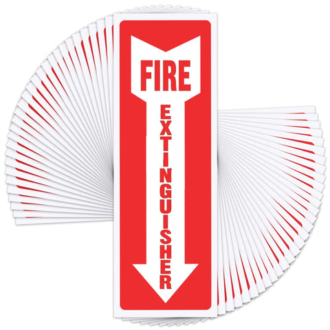 36 Pack Fire Extinguisher Sign Sticker 4 By 12 Inches 5 Mil Vinyl Bright Red And White Stick-On Weatherproof UV Protected