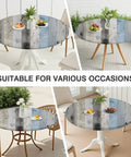 Wood Grain Round Tablecloth With Elastic Edge Spill Proof Waterproof And Oil Proof Fitted Cover For Indoor Outdoor Patio Tables 48 Inch Diameter Wipeable Stain Resistant Fits Round Tables From 46 To 50 Inches on different table settings