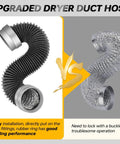5Ft Dryer Vent Hose 4 Inch, 6 Layer Heavy Duty Aluminum Flexible Duct With Rubber Seal Connectors