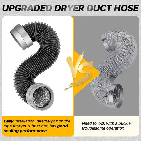 5Ft Dryer Vent Hose 4 Inch, 6 Layer Heavy Duty Aluminum Flexible Duct With Rubber Seal Connectors