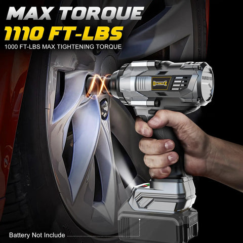 Bare Tool One Half Inch Cordless Impact Wrench, 1110 Ft-Lbs Brushless Motor in use for car tire change