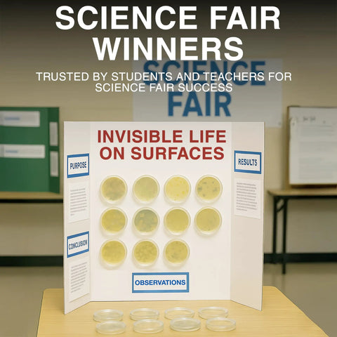 Hands On Microbiology Science Kit For Students With Ten Pre Poured Agar Plates And Cotton Tipped Sticks Learn Microbiology At Home Or In Class With Easy To Follow Instructions An Educational Experiment Guide And Ebook science fair display.
