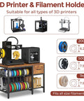 All In One 3D Printer Workstation With Filament Storage, Metal Table, Drawer, Power Hub, and assorted filaments displayed
