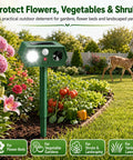 Solar Ultrasonic Deer Repellent Device 4 Pack With Motion Sensor And Flash Light No Go Zone Yard Guard For Flower Beds Vegetables And Gardens Deterrent For Deer Squirrels Raccoons And Rabbits With Multi Frequency 13 to 45KHz installed in garden