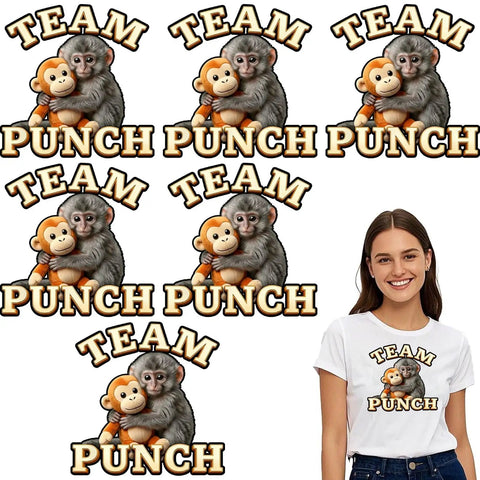 Six Pack Adorable Monkey Hugging Toy DTF Transfers for DIY Tees and Shirts Ready to Press Dope Heat Transfer Stickers on shirt