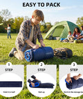 Child packing a Lightweight Three Season Camping Sleeping Bag For Adults And Kids With Compression Sack Ultra Compact Backpacking Gear