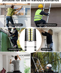 Heavy Duty Fourteen And A Half Feet Telescoping Ladder For Indoor And Outdoor Use in various tasks like plumbing and roofing