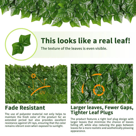 Realistic Ivy Privacy Fence Screen 39.4x157.5 Inch Expandable Faux Ivy Hedge With 80 Zip Ties Fade Resistant Design