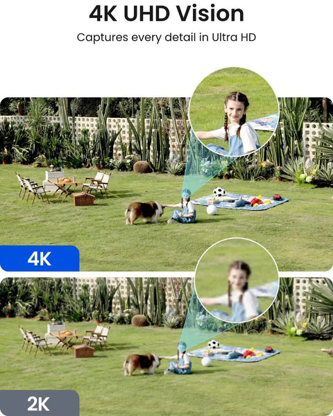 Comparison of 4K and 2K resolution captured by Argus 4 Pro 4K Solar Outdoor Wireless Camera With 180 Degree Dual Lens 8MP ColorX