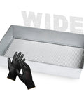Wide Soil Sifter for Garden and Landscaping 17.5 by 11.5 Inch Mesh Sieve with 1/4 Inch Holes shown with gloves