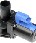 Heavy Duty Water Control Valve for Quick Engine Warm Up, black plastic with blue connector, ideal for coolant flow management.