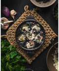 Cast Iron Escargot Dish With Six Holes, 5.75 Inch, Matte Black, Oven Safe To 500F, Brass Knob, Enamel Bottom