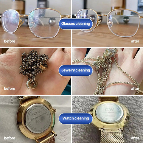 Before and after cleaning glasses, jewelry, and watches using Grab And Go Ultra Portable Microfiber Cleaning Cloths With Keychain