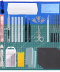 27 Piece Modeler Tools Craft Set For Miniatures Mecha Cars And Robots Ideal For Hobby Builds With Cutting Pad Knife Blades Steel Ruler Pliers Tweezers And More