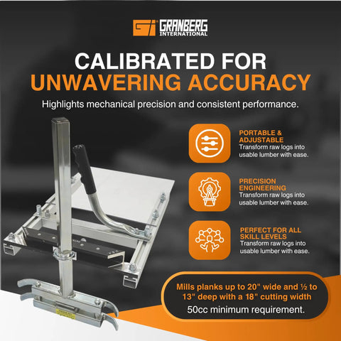 Chainsaw Mill For Alaskan Style Lumber Portable Sawmill Attachment shown with precision features