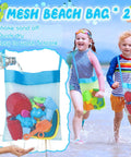 Children carrying mesh bags with collapsible beach toys set for kids and toddlers 32 piece sandbox kit with double buckets