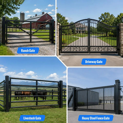 Two Pack Weld On Hinges With Bearing, Beefy Adjustable Heavy Duty Gate Hinges For Ranch, Driveway And Steel Fence Gates in use