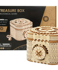 3D Wooden Puzzle Kit For Adults And Teens 14 Plus, DIY Treasure Box Brainteaser, Mechanical Engineering Model Building Toy, Eco Friendly Laser Cut Plywood Craft Kit, Educational Gift For Curious Minds, box and assembled lock