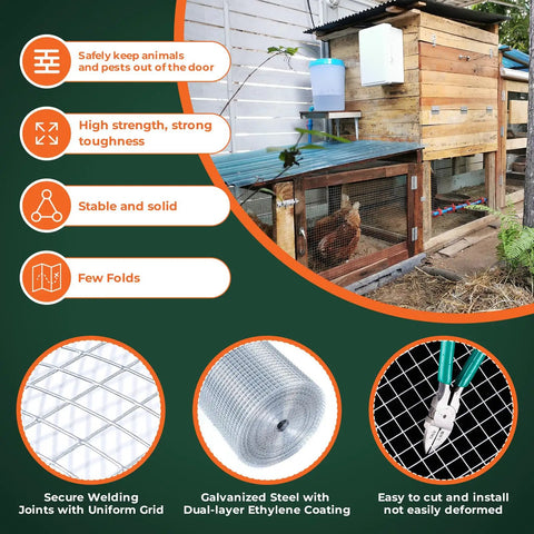 One Quarter Inch Welded Hardware Cloth Twenty Four By Fifty Foot Coil For Chicken Coop And Small Animal Pen With Hot Dipped Galvanized Finish to secure animal enclosures.