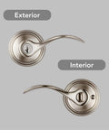 Entry Door Handle With Reversible Lever And Keyed Lock Featuring SmartKey Rekey Technology And Microban Protection In Satin Nickel Easy Install For Exterior Or Interior Doors showing both sides of handle