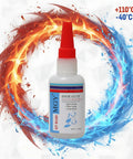 Super Strong Shoe Repair Glue 30g Quick Dry Waterproof Adhesive bottle in front of fire and ice background.