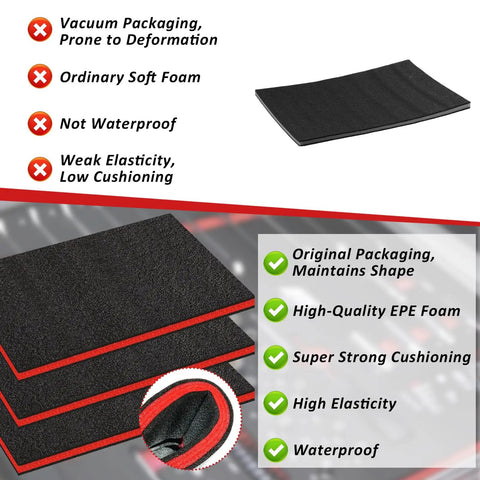 6 Pack Tool Box Foam Inserts 17.7 X 12 X 1 Inches For Cases Cuttable Polyethylene Sheets Red And Black Shadow Liner Kaizen Organizer Craft Foam Pads For Toolbox And Hard Case Pro Grade Drop Protection For Cameras And Gear, black EPE foam sheet
