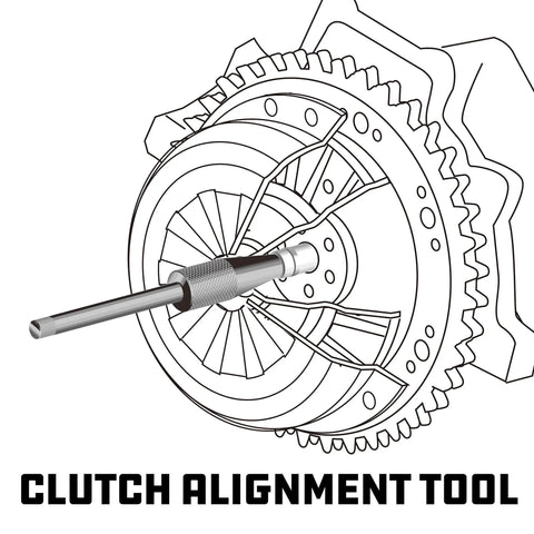 Clutch alignment tool installed in clutch assembly; knurled metal shaft