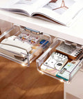 Two Pack Under Desk Storage Drawers With Smooth Slide Out Glides And Pick Either Adhesive Or Screw Mount Setup To Flex Your Workspace Without Breaking A Sweat Keep Clutter Gone For Your Daily Grind Survival storing stationery.