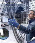Worker using 60 Pairs ANSI A7 Cut Resistant Gloves For Men And Women, Touchscreen Ready, All Day Tough Heavy-Duty Work Gloves CR7121 XL