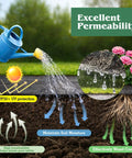 Heavy Duty Weed Barrier Landscape Fabric 4Ft Wide 300Ft Long With 120 U Shaped Securing Pegs showing water permeability and weed control.