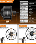 Heavy Duty Ebike Conversion Kit For 26 Inch Fat Tire Bikes With 48V 1000W Rear Hub Motor and SW2 M58 Display, detailed specifications.