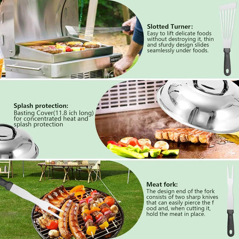 All In One 45 Piece Griddle Accessories Kit For Flat Top Grills Upgraded Spatula Set on outdoor barbecue grill