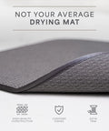 Top Shelf Microfiber Dish Drying Mat Extra Large 18 X 24 Inch Countertop Pad with satin trim and cushioned surface.
