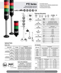 Tower Light Kit With 56mm Modular LED Red Green Lens Two Stack Steady Output Black Body 25 Inch Lead Wires 24 VAC DC Includes 240mm Aluminum Pole And Plastic Base UL Listed CE Certified IP65 diagram