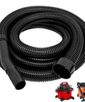 Heavy Duty 10 Ft Vacuum Hose Replacement With 2.25 In Cuff And 1.25 In Diameter, shown coiled with shop vac models