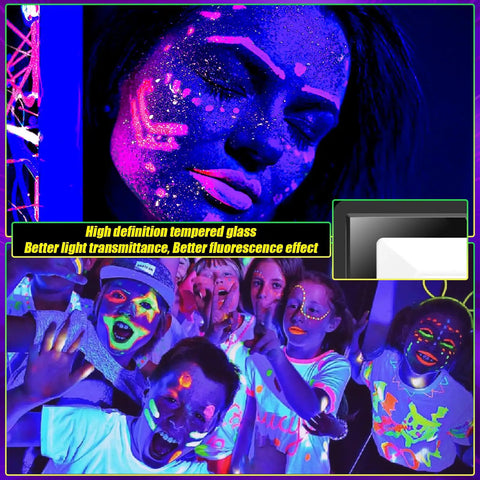 4 Pack 60W LED Black Light Flood Lights With Plug And Switch IP66 Waterproof Outdoor Stage Lighting For Dance Parties Neon Posters Body Paint Fluorescent Glow With Beast Brightness Beams Wide 120 Degree Durable Tempered Glass Lens