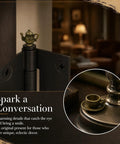 3-Piece Antique Bronze Teacup Hinge Heads Decorative Topper Set For Doors on dark wood hinge in cozy room setting