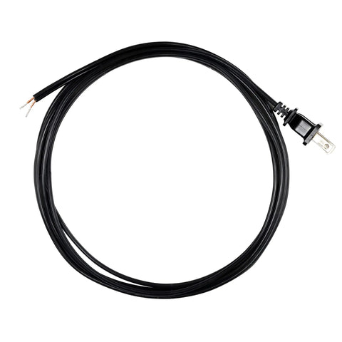 8 Ft Lamp Power Cord With Polarized Molded Plug, 2 Prong DIY Lamp Repair Replacement, UL Listed, Black Cable, Heavy Duty 54435