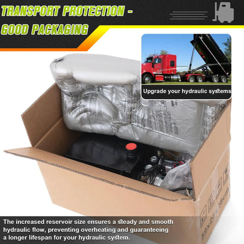 12V Hydraulic Pump For Dump Trailers And Car Lifting, Double Acting Electric Power Unit in secure packaging box