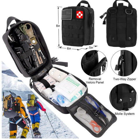 Go-To 121Pcs Emergency Survival Kit With MOLLE Pouch, 106Pcs First Aid Supplies And 14 Survival Tools for outdoor activities