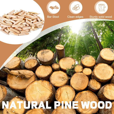 200 Pack Solid Wood Pocket Hole Plugs For Woodworking Jig Pine Plugs For Three Eighths Inch Holes on natural pine wood background