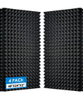 Pyramid Designed Acoustic Foam Panels 4 Pack 48 x 24 x 2 Inches Black High Density Soundproof Studio Foam For Walls Echo Reduction And Reverberation Control Fire Resistant And Ideal For Home Office And Spa.