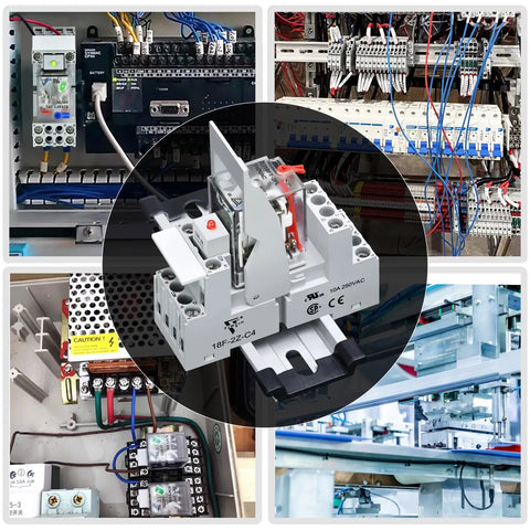 Six Pack 110V Electromagnetic Relays Kit With 8-Pin DPDT 2NO 2NC, 10 Amp, Test Switch, LED Indicator, installed in DIN rail systems