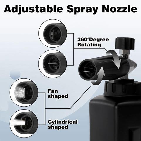 Foam Cannon For Car Wash Kit With One Quarter Inch Quick Connector And M22 Inlet showing adjustable spray nozzle features
