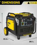 8500 Watt Dual Fuel Portable Inverter Generator With Quiet Technology and CO Shield Electric Start, dimensions shown