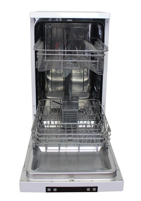 Interior view of Game Changing 18 Inch Portable Dishwasher With Stainless Steel Tub And Six Hardworking Wash Cycles For No Sweat Cleanup Energy Star Approved.