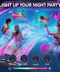 Pool Fountain With Lights For Above Ground And Inground Pools Dual Layer Spray Solar Powered Waterfall Sprinkler Chiller And Aerator Outdoor Swimming Pool Water Feature Accessory In Light Gray with colorful light display during night party